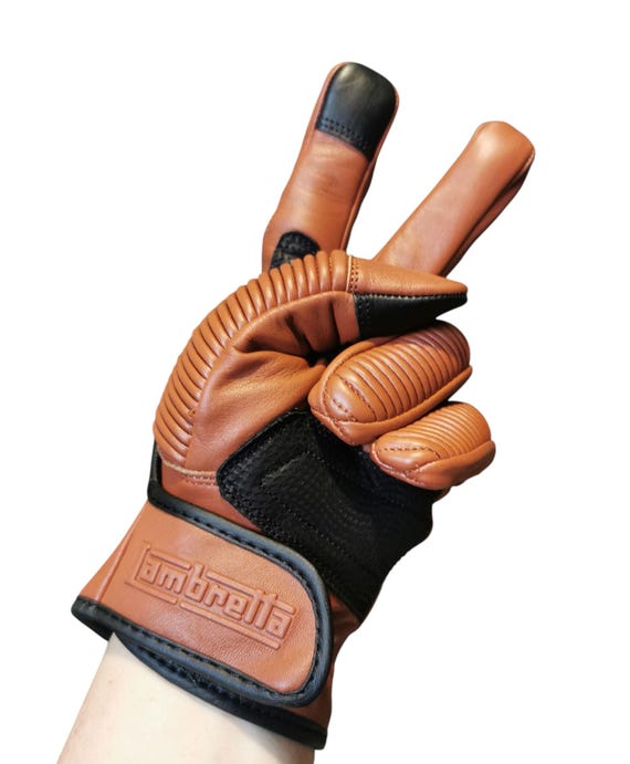 Italian Leather Lambretta Scooter Gloves: Hard Knuckle, Windproof