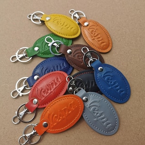 Handmade Italian Leather Vespa Keychain: Scooter Keyring