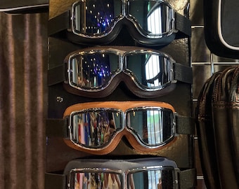 Chrome Frame Motorcycle Goggles: Vintage Vespa/Lambretta Helmet Compatible