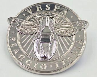 Insigne en aluminium 3D Piaggio Wasp Vespa, sticker emblème rond, couleur argentée, objet de collection rond, idée cadeau GTS300 PX Sprint Veloce Primavera Rally
