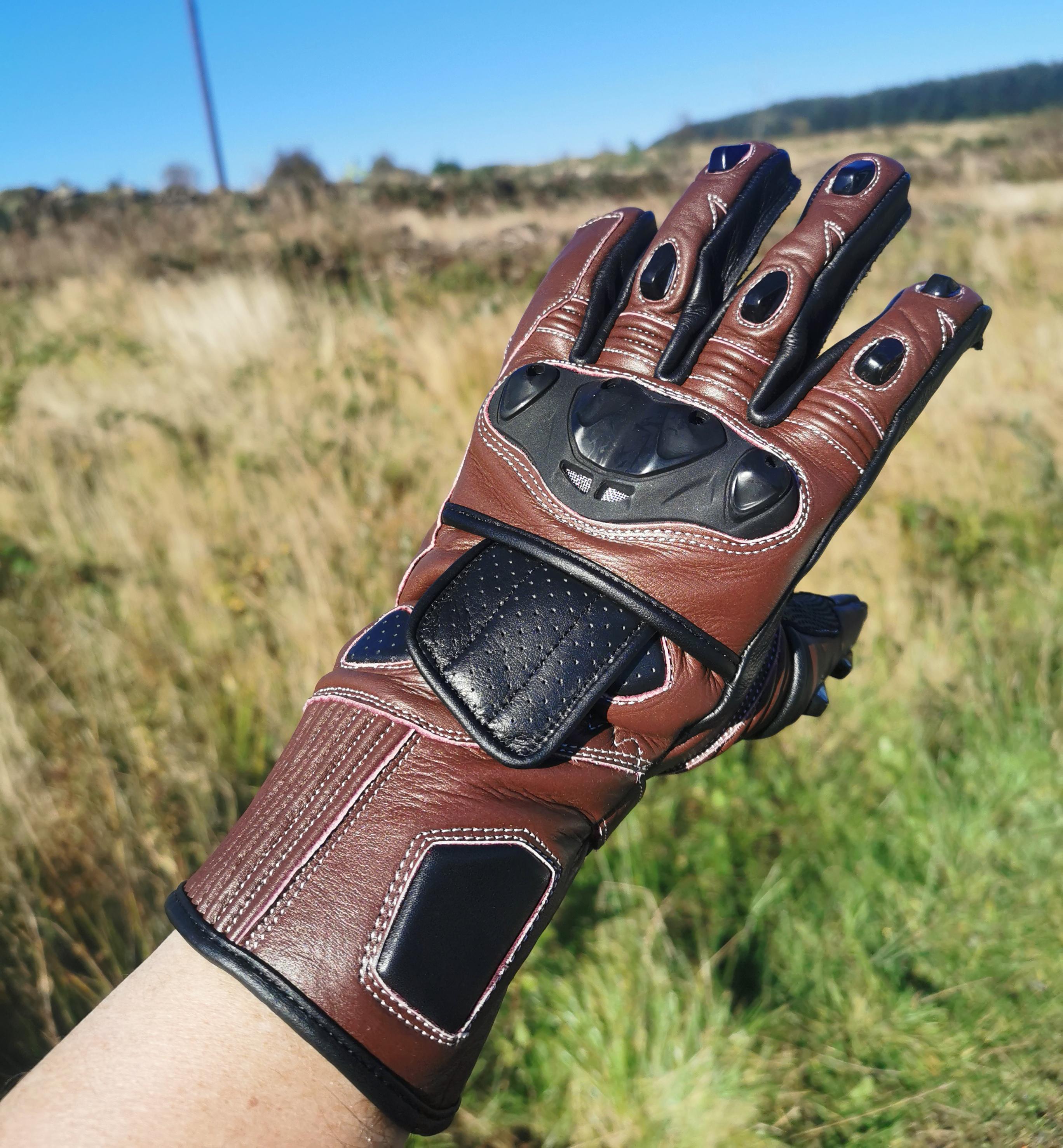 Leather Motorcycle Gloves: Hard Knuckle, Thinsulate, Windproof