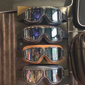 Chrome Frame Motorcycle Goggles: Vintage Vespa/Lambretta Helmet Compatible