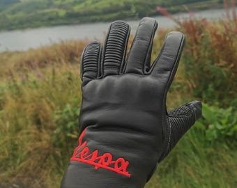 Rękawiczki Vespa Italian Leather: Czarne, rustykalne, wiatroodporne, zimowe