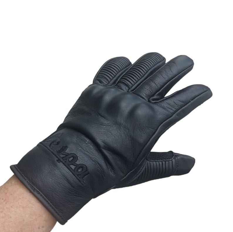 Vespa Italian Leather Scooter Gloves: Black Windproof Winter Gloves Piaggio Made in Italy
