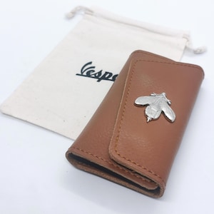 Vespa Key Case: Italian Leather Scooter Key Holder with Metal Hook