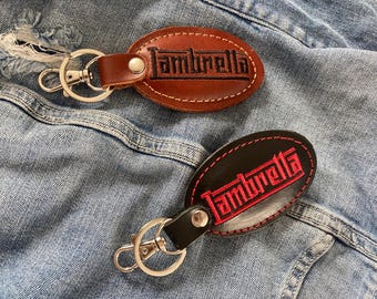 Lambretta Italian Leather Keychain: Handmade Scooter Keyring
