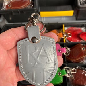 Royal Alloy Italian Leather Shield Keychain - Scooter Keyring