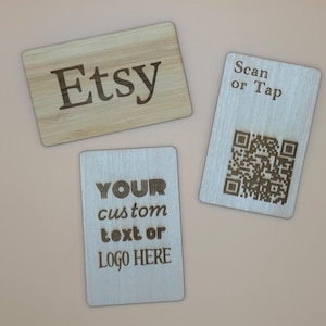 NFC Business Cards Custom Logo | Your Brand + QR Code | Personalized Contactless Networking | Laser Engraved | Premium Quality Wood