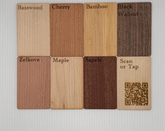 Custom Wood QR Code Business Card | Scan to Share Contact Info