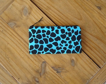 Giraffe Print on Turquoise Zippered Coin Purse - Checkbook Sized