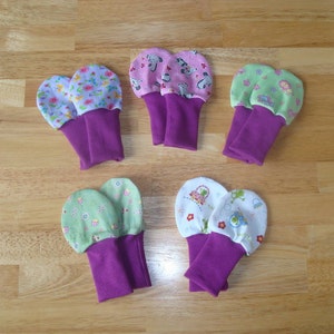 Newborn Mittens for Girls in Various Prints One Pair image 1