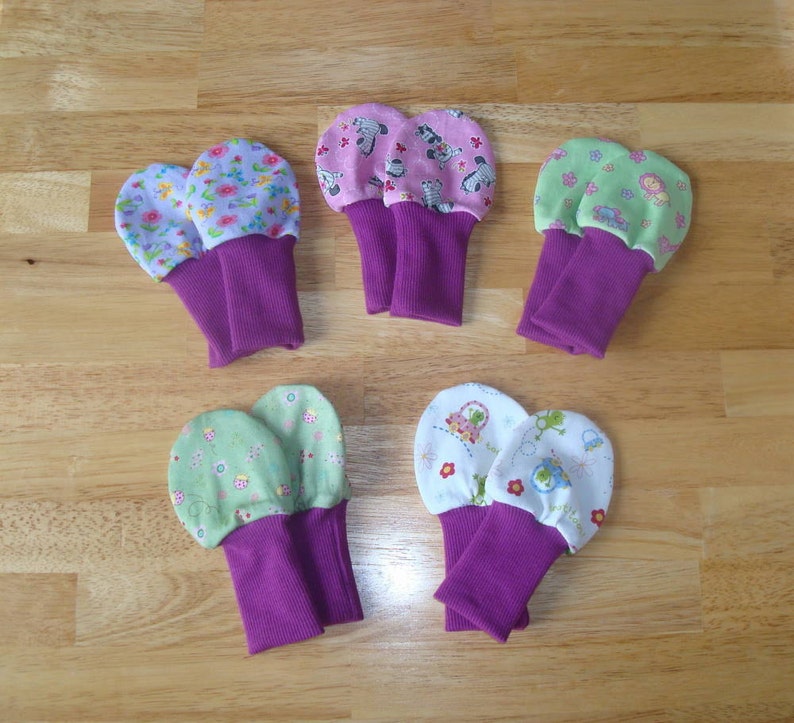 Newborn Mittens for Girls in Various Prints One Pair image 1