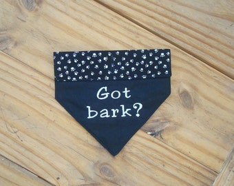 Embroidered Dog Bandana in a Fido Fun Got Bark Print - Small