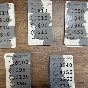 Monthly Savings Challenges (500, 1k, 2.5k, 5k, 10k)
