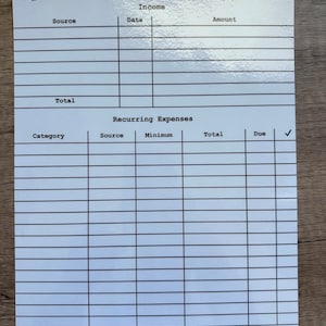 Reusable Cash Planning Reference Sheet