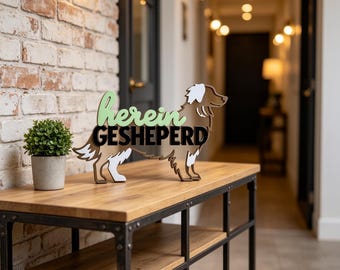 Herein GESHEPERD – Lustiges Australian Shepherd Türschild | 3D Druck Hundedeko