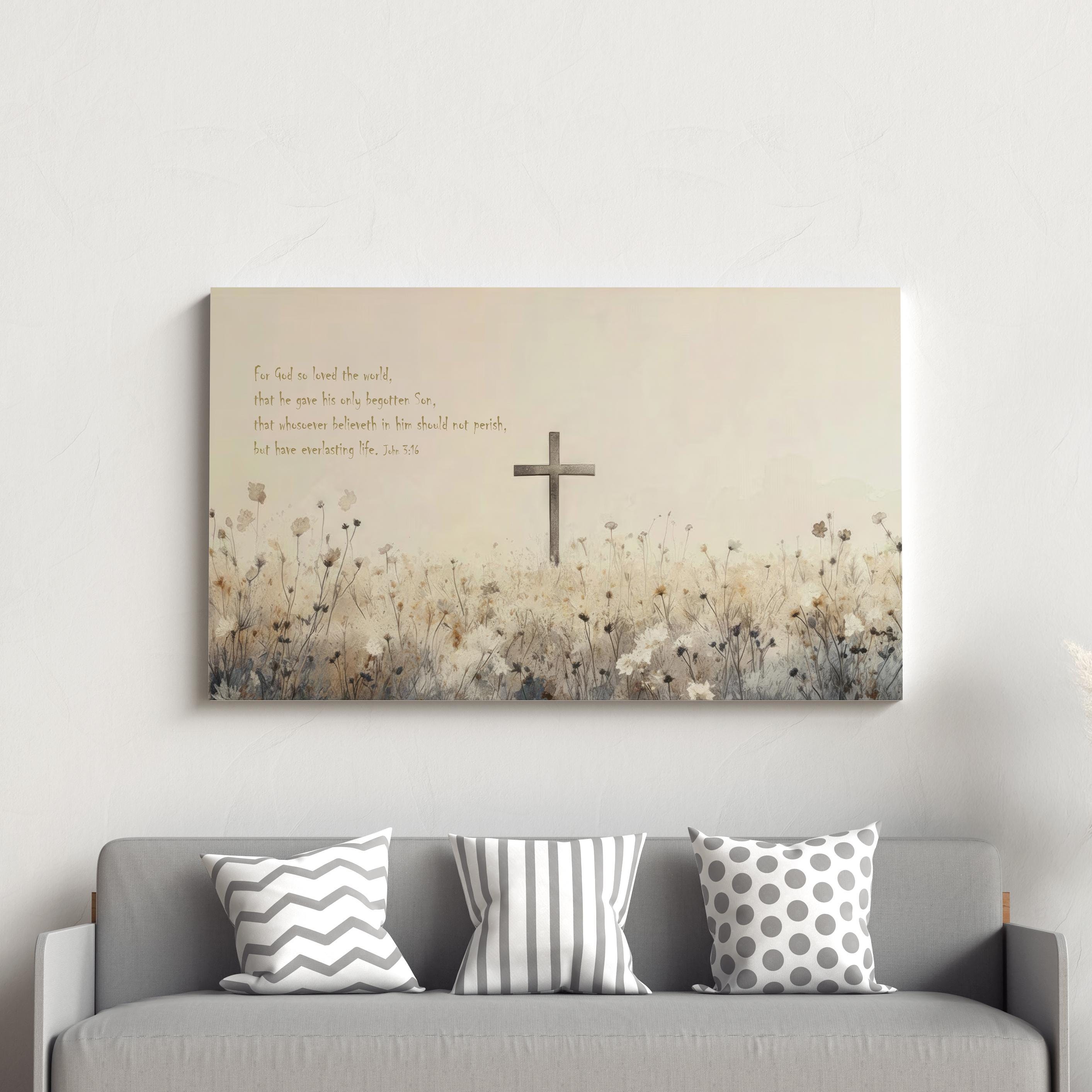 Christian Cross Wall Art | Wildflower Field Faith Canvas Print - Etsy