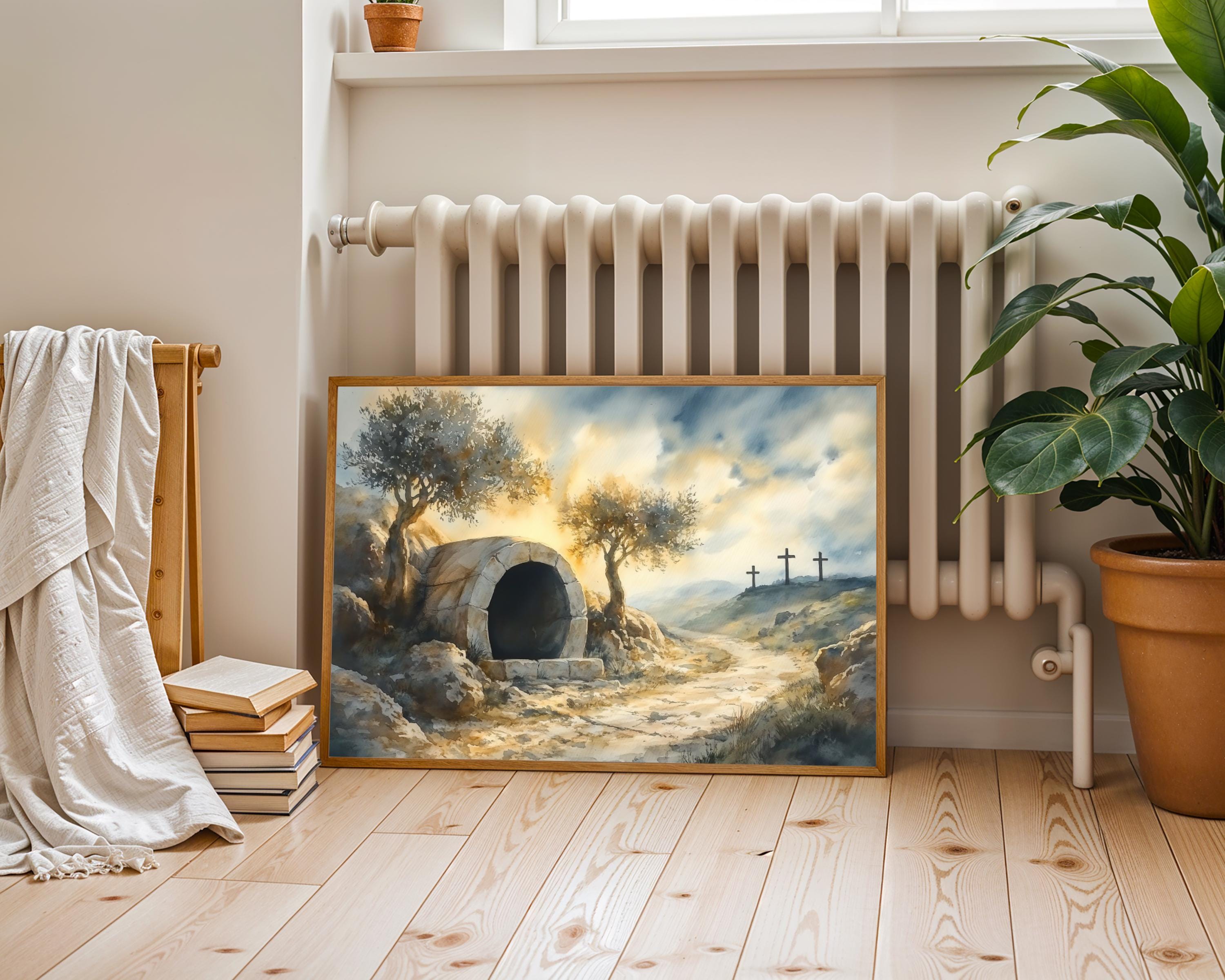 Jesus Empty Tomb Wall Art, Resurrection Morning Christian Print, Easter ...