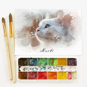 写真からカスタム猫水彩画ポートレート - ペットメモリアル、デジタルアート、パーソナライズされた猫ギフト、壁飾り、ペット愛好家へのギフト、猫の絵