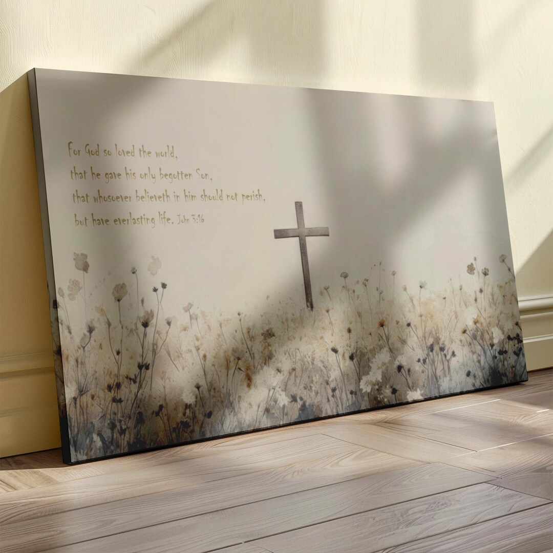 Christian Cross Wall Art | Wildflower Field Faith Canvas Print - Etsy