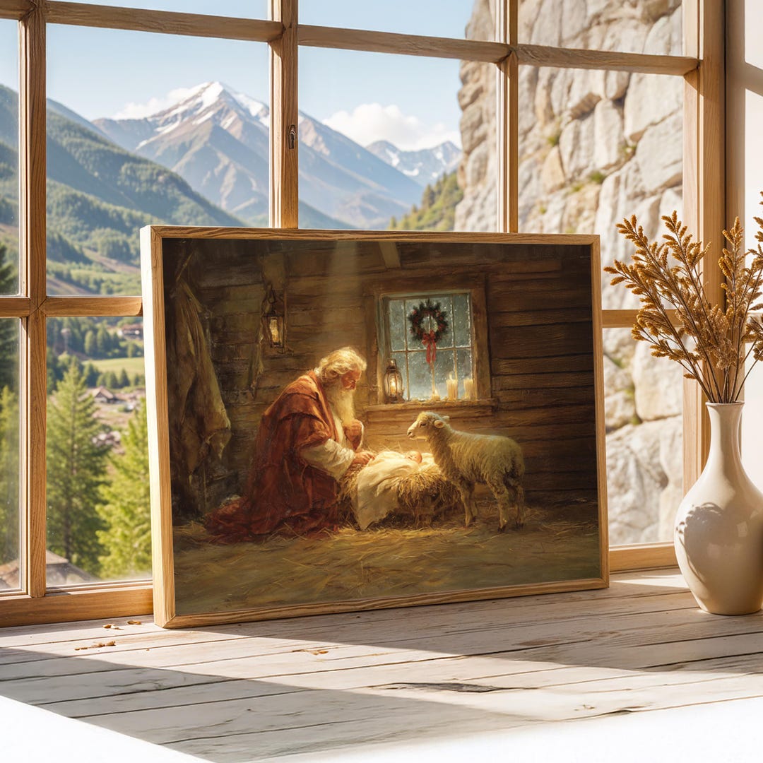 Visual Sign Nativity Nativity Canvas Sign – Remember the True Meaning of Christmas, Birth of ...