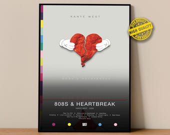 Poster di Kanye West / Poster di 808s & Heartbreak / Stampe di poster dell'album / Poster per decorazione murale / Copertina dell'album / Poster di musica rap