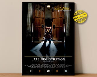 Poster di Kanye West / Poster di Late Registration / Stampe di poster per album / Poster decorativi per pareti / Copertina dell'album / Poster di musica rap