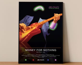 Dire Straits Poster | Money For Nothing Poster | Album Poster Prints | Wall Decor Posters | Album Cover | Rock Music Poster