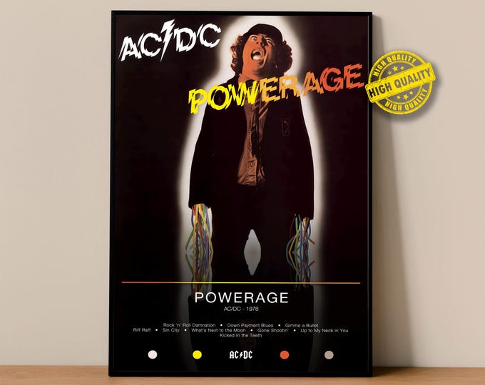 AC/DC Poster | Powerage Poster | Album Poster Prints | Wall Decor ...