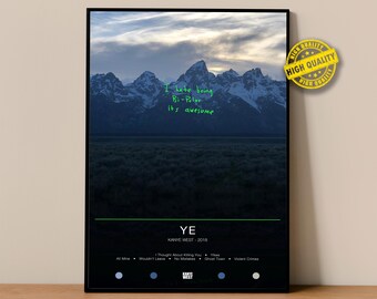 Poster di Kanye West / Poster Ye / Stampe di poster di album / Poster per decorazione murale / Copertina dell'album / Poster di musica rap