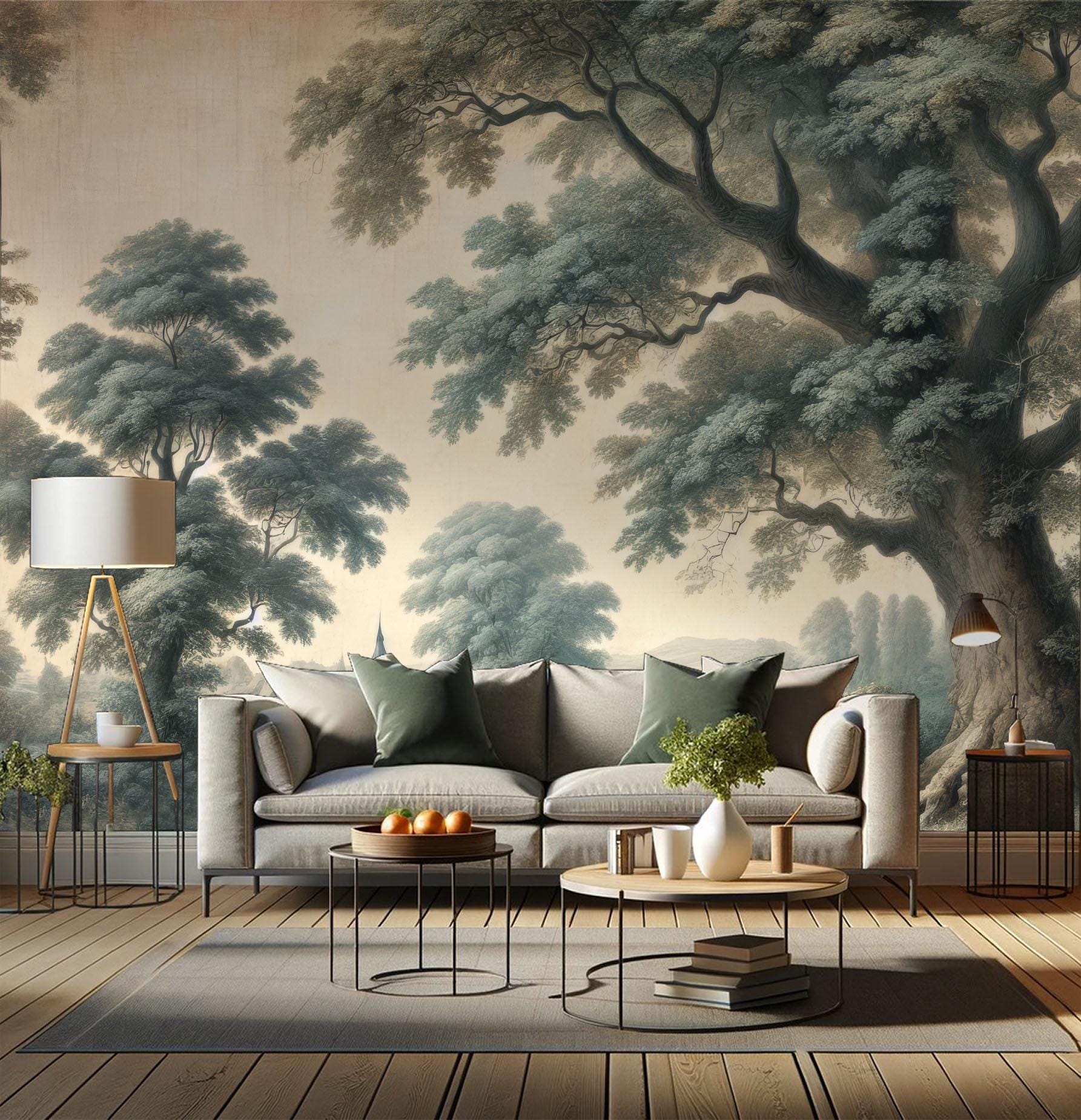 Vintage Pastoral Wallpaper: 18th Century Rural Landscape Mural (peel ...