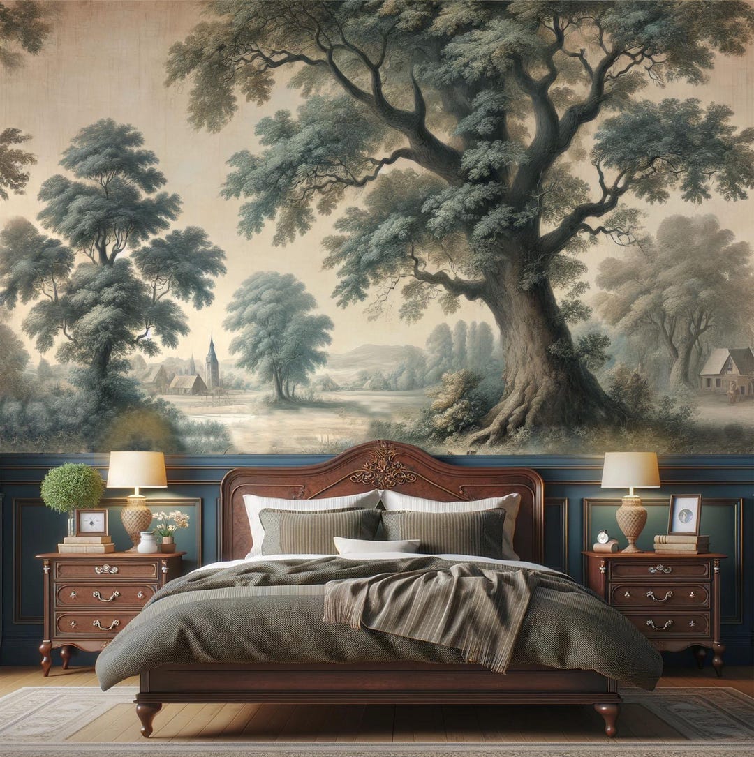 Vintage Pastoral Wallpaper: 18th Century Rural Landscape Mural (peel ...