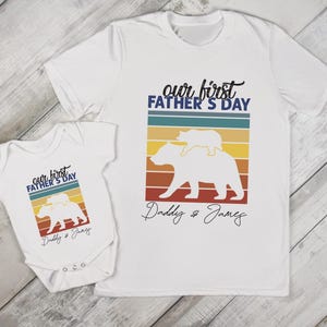 Our First Father&#39;s Day Shirt,  Gift for Dad,Custom 1st Fathers Day Personalized Matching Tee, Dad & Baby Bear Tee, Father&#39;s Day Gift,