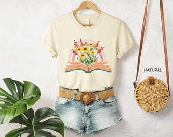 Retro Teacher Shirt: Floral Book Design, Teacher Appreciation