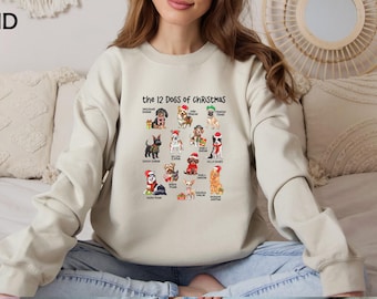 12 Dogs Of Christmas Sweatshirt, Dog Dad Christmas Sweater, Cute Dog Christmas Shirt, Dog Mom Christmas Sweater, Dog Lover Gift,