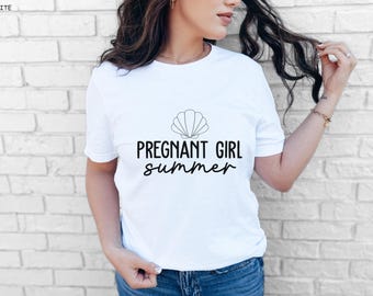 Pregnant Girl Summer T-Shirt: Baby Announcement, New Mom Gift