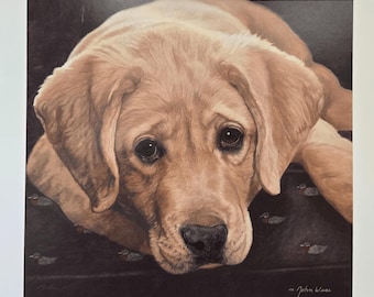 Limited Edition Yellow Labrador Retriever Lithograph by John Weiss, Signed & Numbered