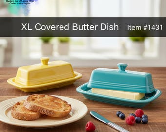 Fiestaware XL Covered Butter Dish #1431 - Large Double Stick Butter Holder- Pick Your Color