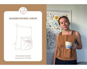 Patron de couture PDF pour tablier Maker's Pocket | Taille incluse | Débutant aventureux