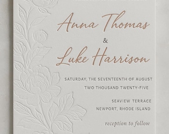 Letterpress Wedding Invitation Suite: Handmade Luxury Cotton Paper