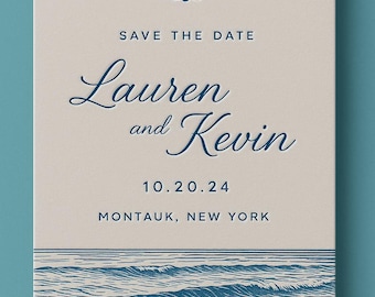 Coastal Wedding Invitation: Letterpress Beach Save the Date