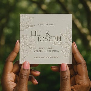 Letterpress Save the Date Sample: Elegant Embossed Wedding Invitation
