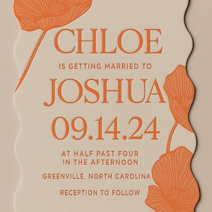 Embossed Floral Letterpress Wedding Invitation: Colorful Minimalist SAMPLE