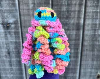 Mini Jellyfish Amigurumi Crocheted Plushie Toy in Rainbow Acrylic Yarn