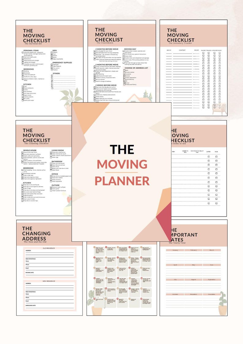Moving Checklist, Moving Planner, Moving Binder, Moving List ...
