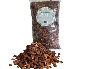 HydraGarden Chunky Orchid Bark - 100% Premium Medium Size Natural Heat Treated Douglas Fir Bark Nuggets for Potting Soil & Mix 7L / 7 Quart