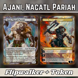 Ajani, Nacatl Pariah - Proxy - Série Magic Flipwalker personnalisée - Illustrations complètes de procurations MH3 personnalisées - Des cartes de haute qualité pour vos decks préférés !