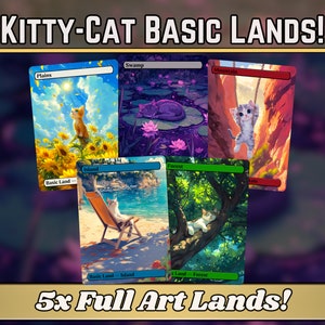 Tierras básicas de Kitty-Cat: proxies mágicos personalizados de anime de Kitty lindos y con arte completo únicos: regalo perfecto: ¡Tierras básicas de alta calidad para todos los formatos!