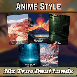 Anime Dual Lands - Bundle von 10 Einzigartigen Voll-Art benutzerdefinierten Proxys - Hochwertige Dual Länder für alle Formate!