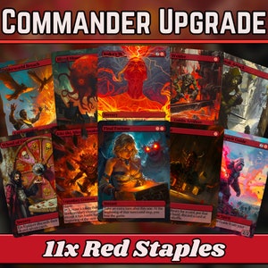 Pacote de atualização Red Commander Staples - Conjunto de 10 + 1 carta vermelha! - 11 proxies mágicos personalizados com arte completa - Cartas para seus decks favoritos!